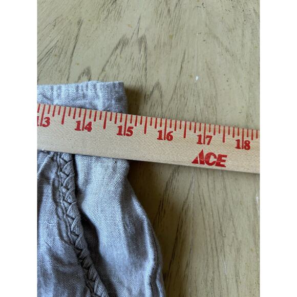 100% Linen Pants Khaki Boho Minimal Elastic Waist Coastal Tan Casual Rowley MED - Picture 6 of 10